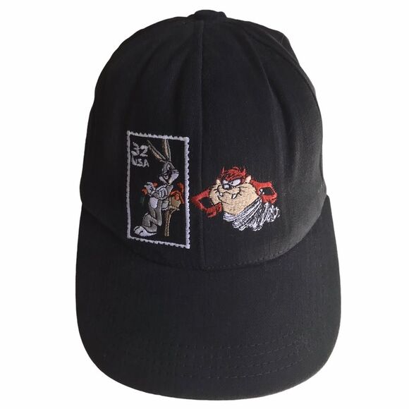 Vintage Tasmanian Devil Taz Bugs Bunny Stamp Snap Back Cap 1997 - Picture 1 of 16